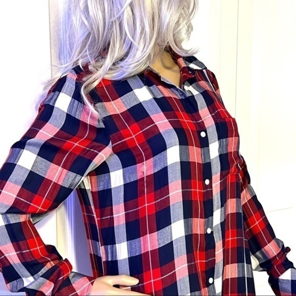 Tommy Hilfiger Plaid Checkered Long Sleeve Viscose Women’s Shirt Dress Small - Picture 8 of 10